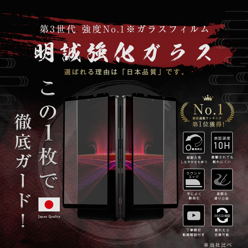 明誠 【2枚セット】Xperia 1 III 強化ガラスフィルム SO-51B docomo