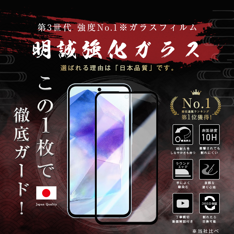 明誠 【2枚セット】Galaxy A55 5G 強化ガラスフィルム SC-53E docomo