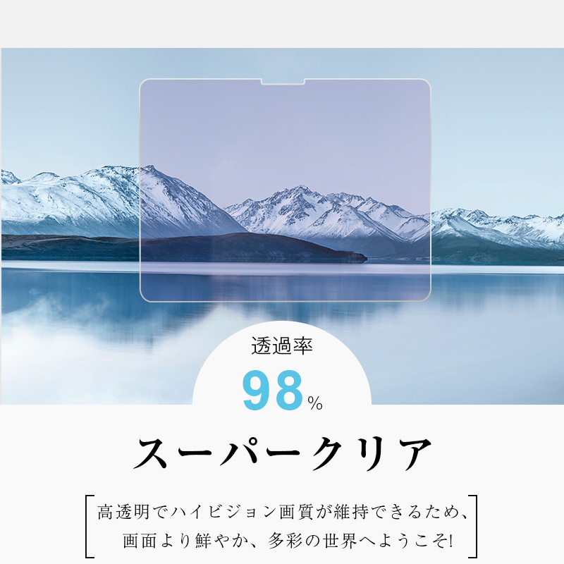 13インチiPad Pro（M4） ブルーライトカット 強化ガラスフィルム 液晶保護ガラスフィルム Apple タブレット用 クリア 0.3mm 超薄型 表面硬度9H 指紋防止｜meiseishop｜15