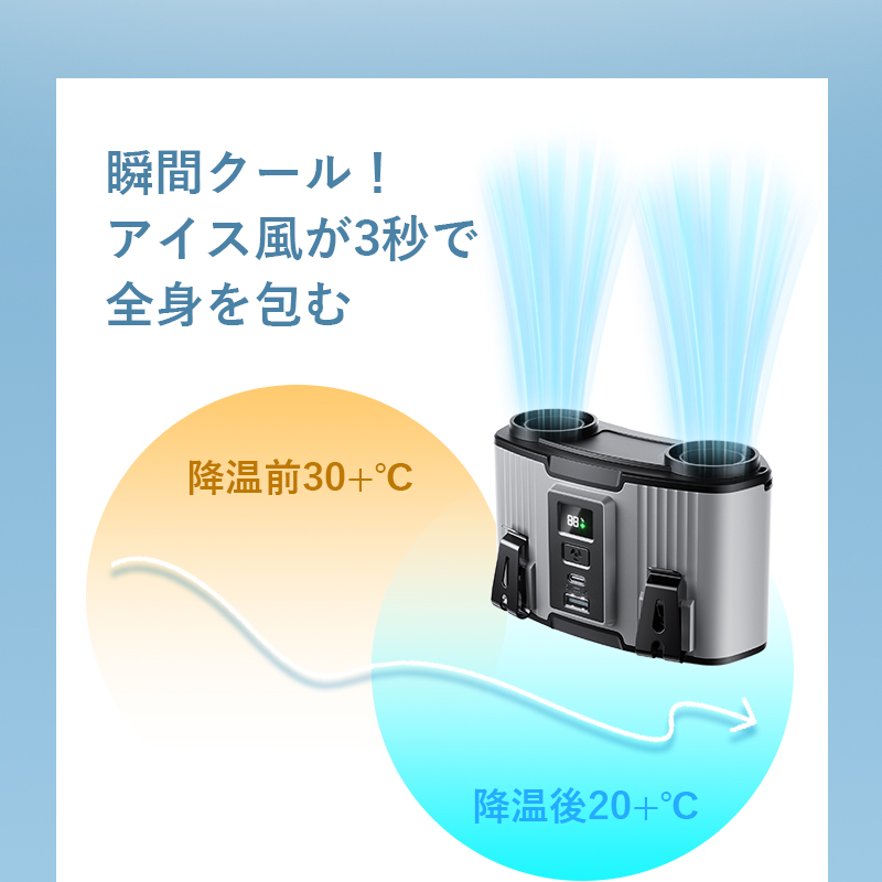 腰掛け扇風機 ベルトファン 多機能 10段階風量調節 首掛け 2025年新モデル モバイルバッテリー 24000mAh 連続稼働 小型軽量 熱中症対策 ストラップ付き 急速充電 | 明誠 | 09