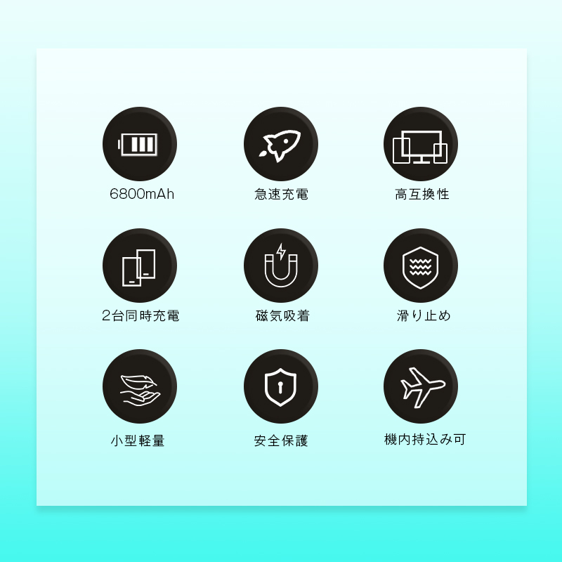 モバイルバッテリー 大容量6800mAh 小型...の詳細画像4