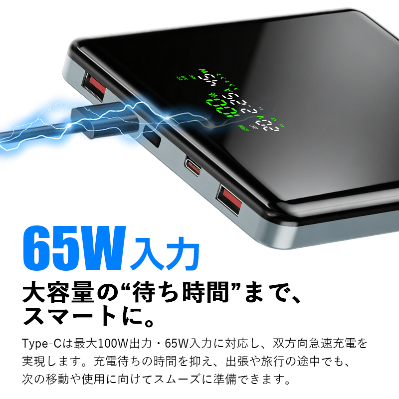 本日限定価格！45V超高出力 30000mAh大容量バッテリー 明誠 モバイルバッテリー 30000mAh大容量【2026年新登場】4台同時充電