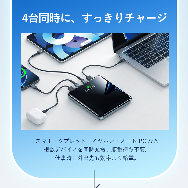 明誠 モバイルバッテリー 30000mAh大容量【2026年新登場】4台同時充電