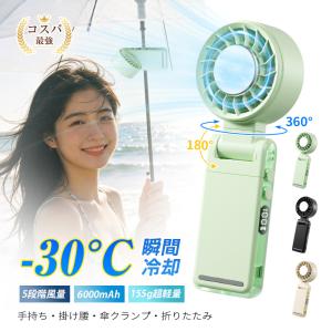 扇風機 冷却プレート付き ハンディファン 腰かけファン 瞬間冷却 5段階風量 USB充電 軽量155g 折りたたみ式 傘クリップ 熱中症対策【PL保険加入済み製品・安心】