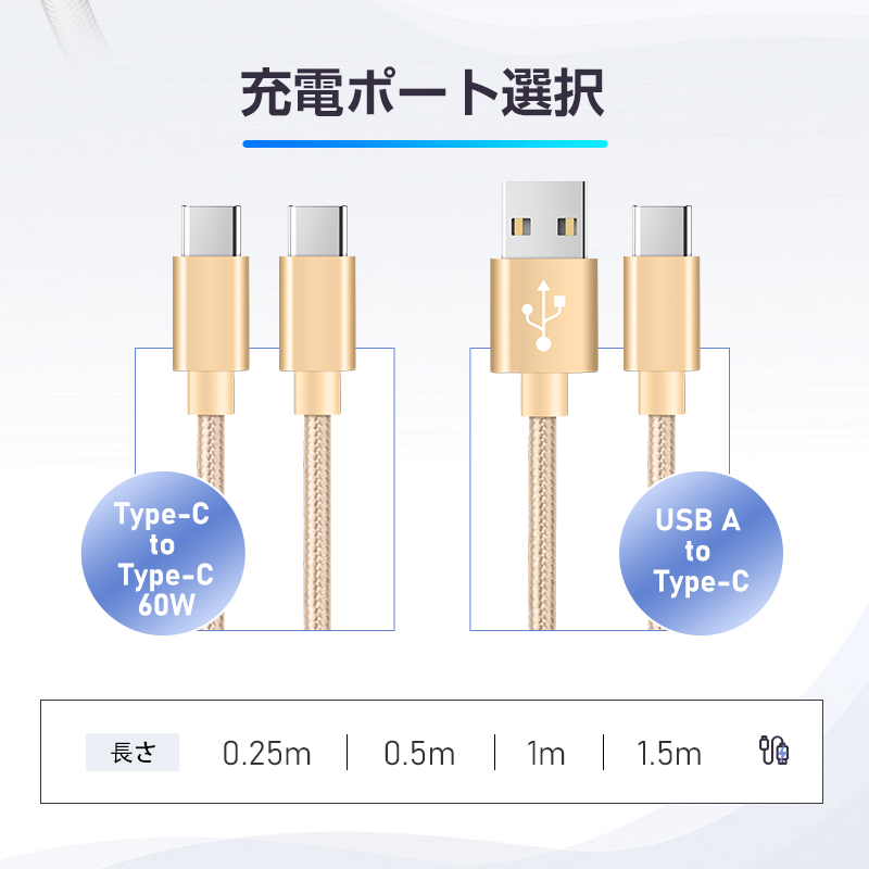 USB Type-C充電ケーブル 長さ0.25/0.5/1/1.5m 高速充電 iPhone17 Air 16Pro 15Plus 14Promax 13mini 12 11 XS Max XR X データ転送 Android【PL保険済み安心】 関連画像3