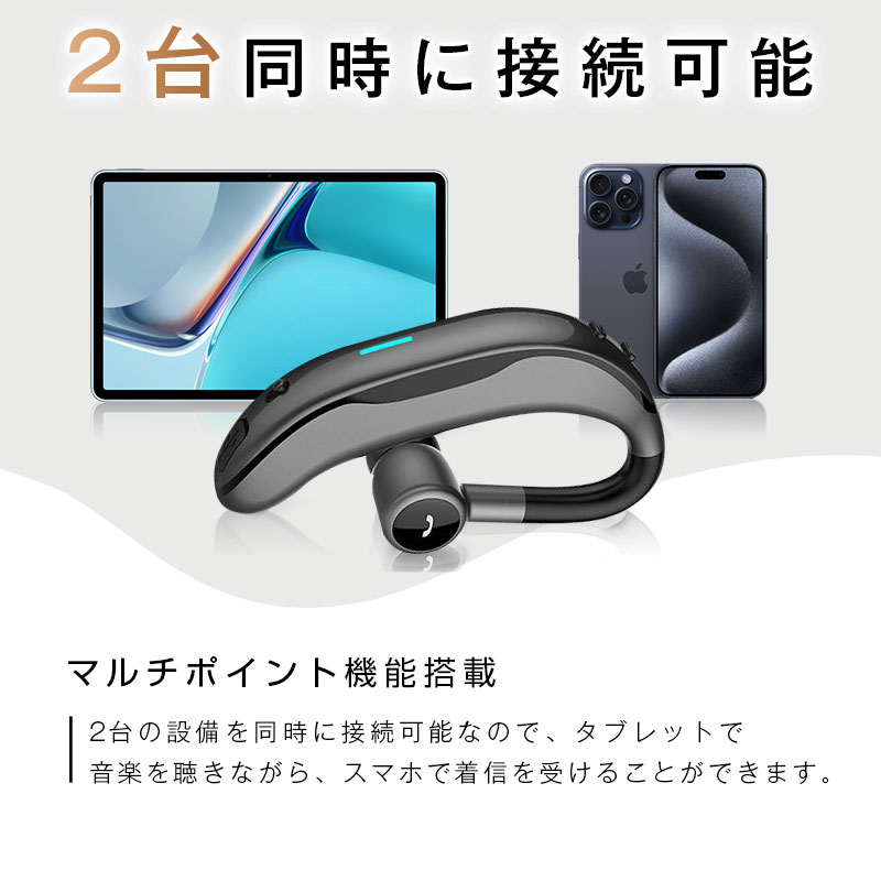 ブルートゥースイヤホン Bluetooth 5.2 ワイヤレスイヤホン 耳掛け型 