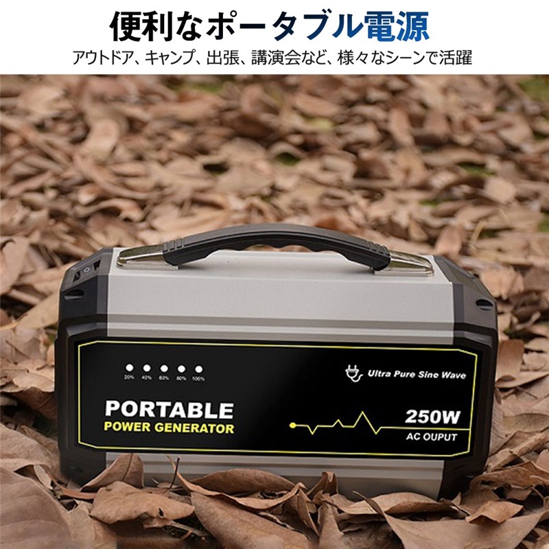 ポータブル電源 大容量67500mAh/250Wh 家庭用蓄電池 PSE認証済 防災電源 純正弦波 AC/DC/USB出力 3 つの充電方法  カーチャージャー 電量表示 ソーラー充電 : 685 : 明誠ショップ - 通販 - Yahoo!ショッピング