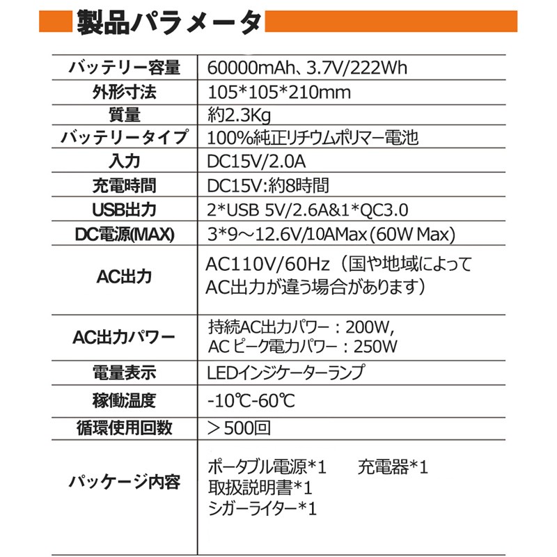 ポータブル電源 大容量60000mAh/222Wh 家庭用蓄電池 防災電源 PSE認証済 純正弦波 AC/DC/USB出力 電量表示 ソーラー充電  ポータブル 災害用電 : 689 : 明誠ショップ - 通販 - Yahoo!ショッピング