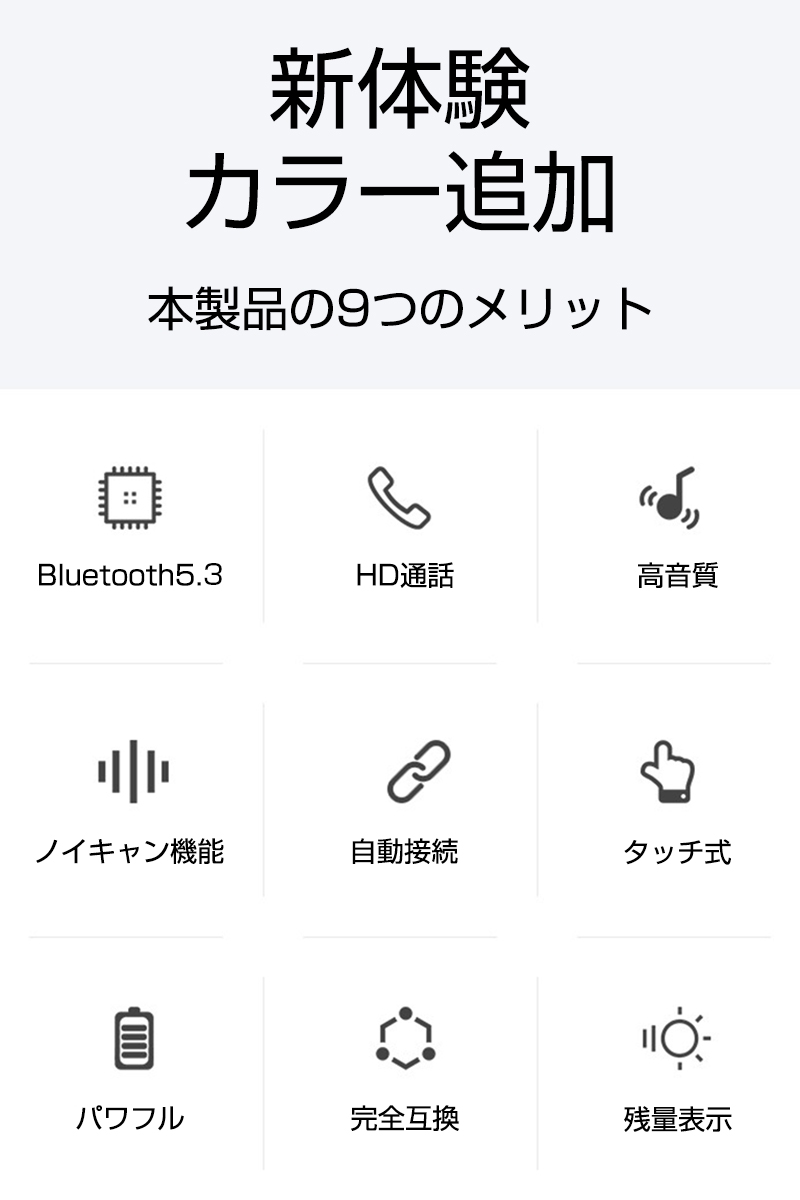 ワイヤレスヘッドセット Bluetooth5. イヤホン ワイヤレスイヤホン LED付き 充電ケース付き 収納ケース 軽量 Siri対応 ノイズキャンセリング 左右分離型｜meiseishop｜04