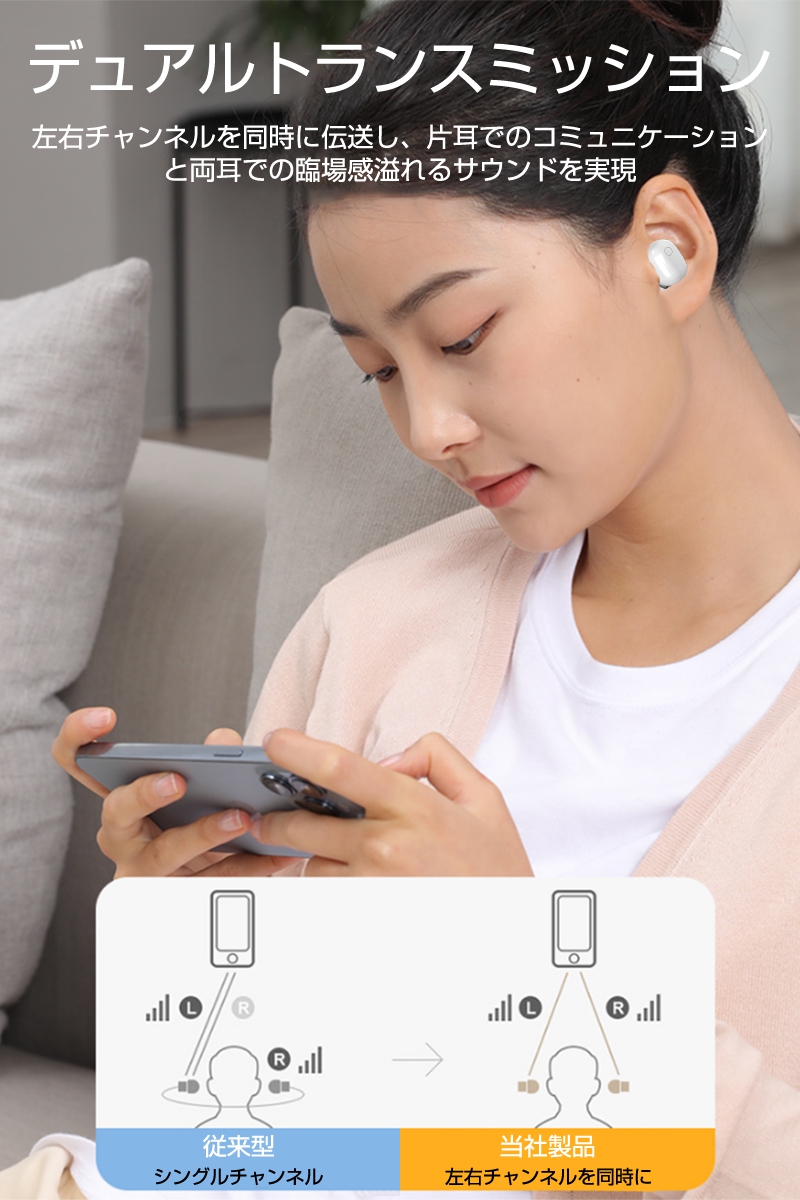 ワイヤレスヘッドセット Bluetooth5. イヤホン ワイヤレスイヤホン LED付き 充電ケース付き 収納ケース 軽量 Siri対応 ノイズキャンセリング 左右分離型｜meiseishop｜10