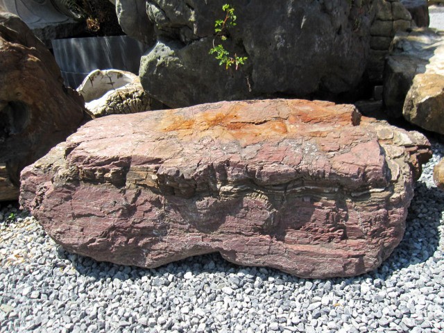 赤石 自然石 庭石 景石 天然石 銘石 和風 庭園 飾り石 石庭 : 銘