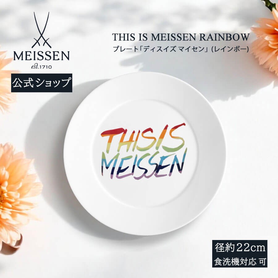マイセン お皿 約22cm プレート 「ディス イズ (レインボー