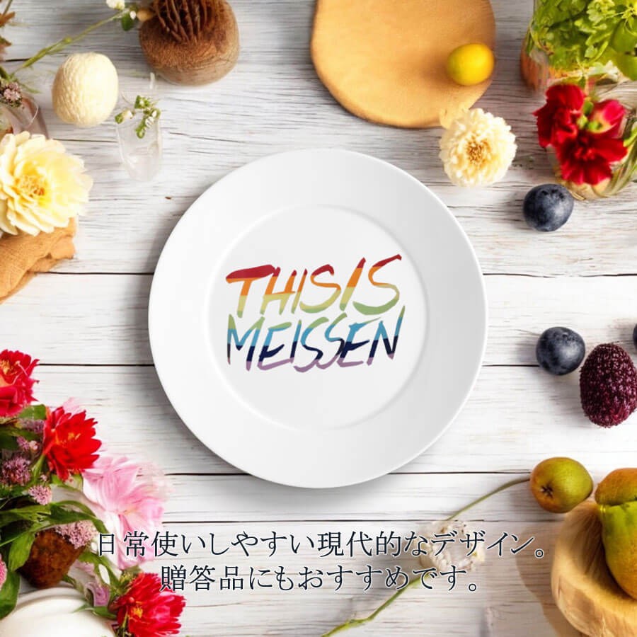 マイセン お皿 約22cm プレート 「ディス イズ (レインボー