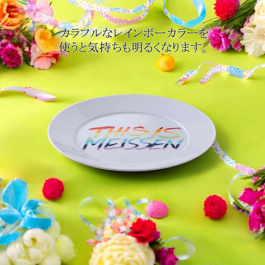 マイセン お皿 約22cm プレート 「ディス イズ (レインボー