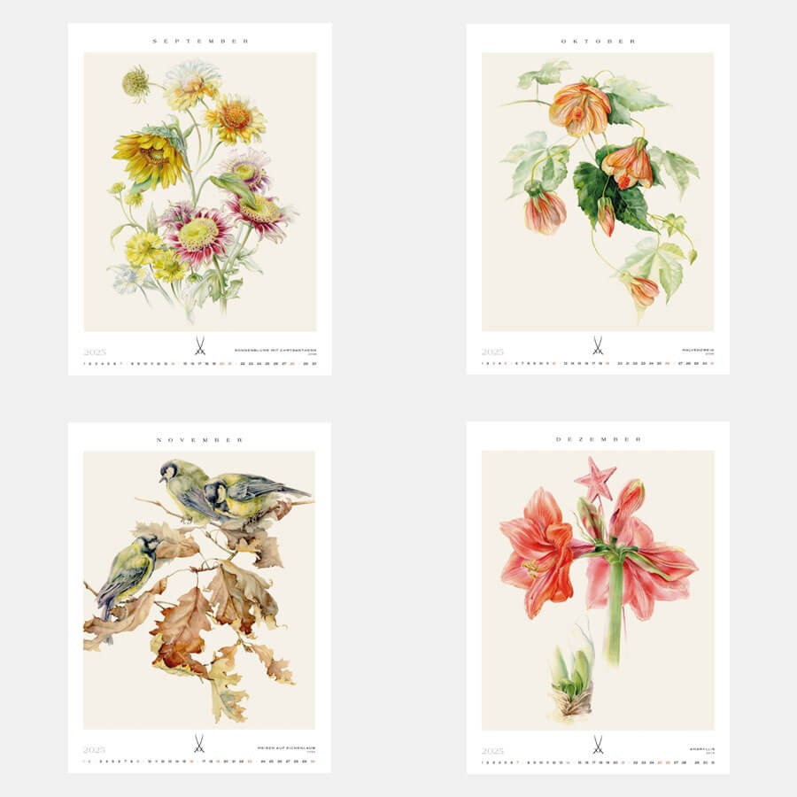 マイセン カレンダー(2025年) 壁掛け 約44×33cm 「国立マイセン磁器