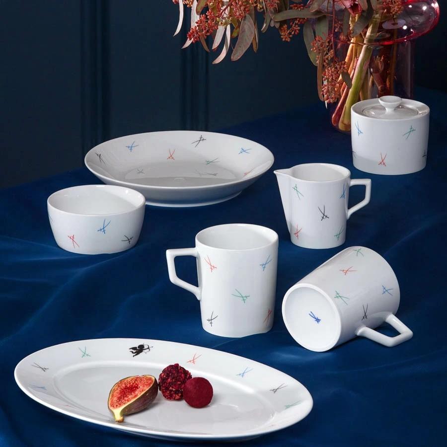 マイセン 大皿 楕円 約30cm オーバルプレート 「剣マーク カラフル