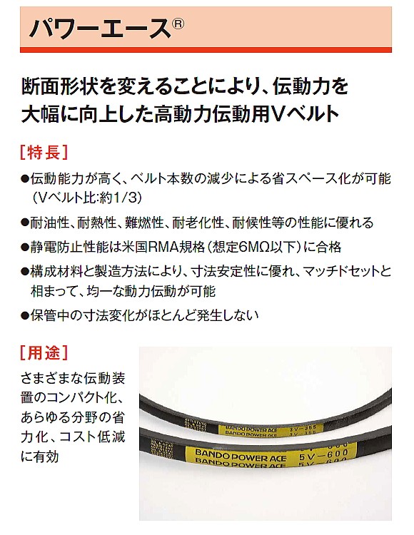 バンドー化学(株)製Vベルト(パワーエース）5V1060 日本最大のブランド