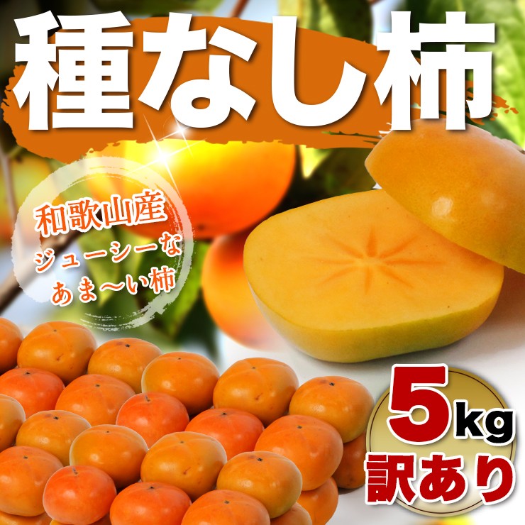 たねなし柿  5個入り  2パック  和歌山県産 柿