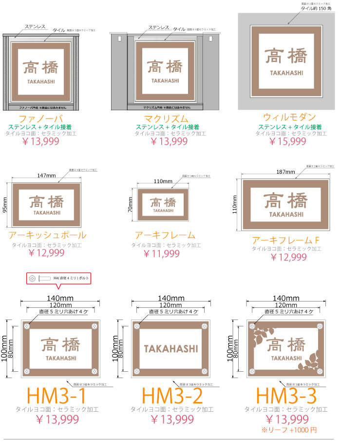 表札 凸 浮き彫り