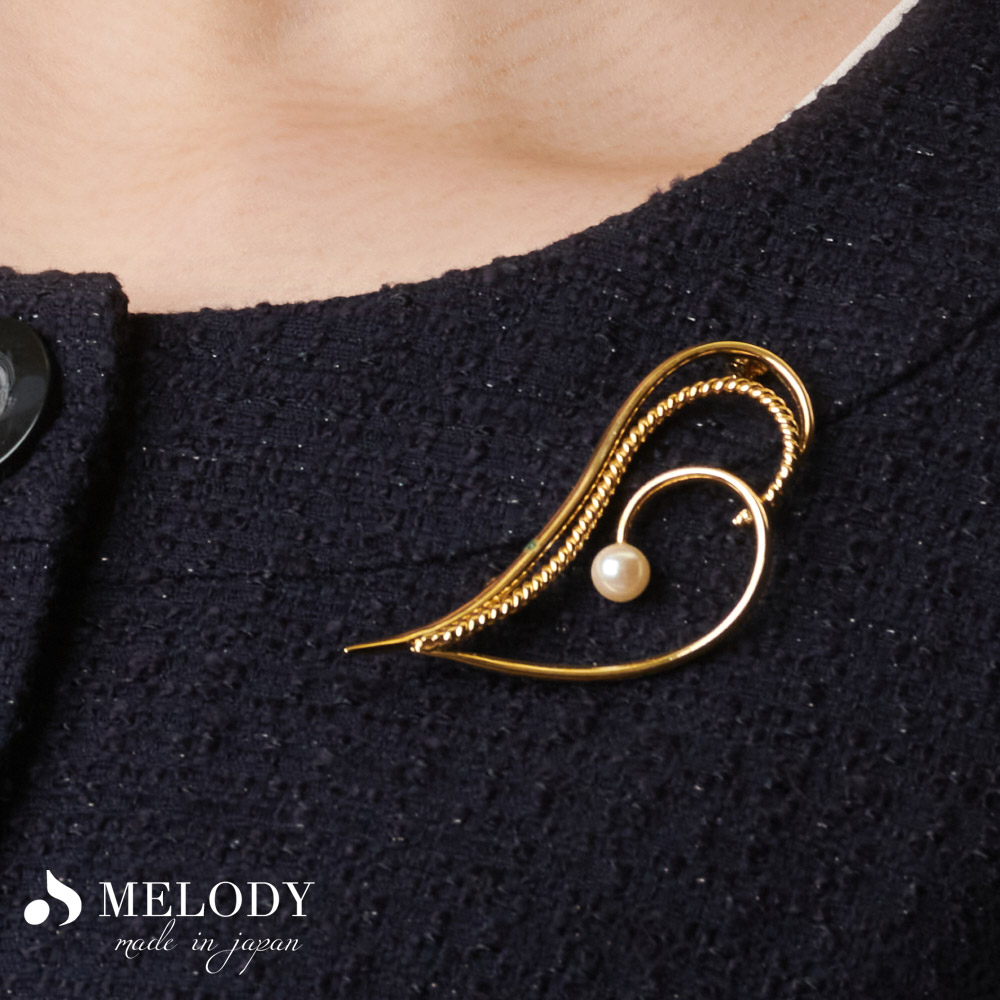 Melody Accessory ブローチ 日本製 K18GP ショールピン パール