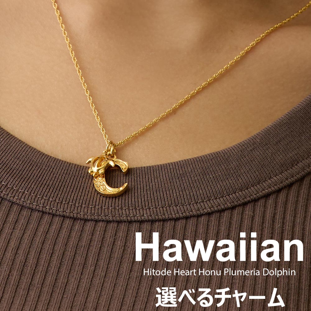 ハワイアンジュエリー　14K イニシャルC 楽天市場】【K14 イニシャル ペンダントトップ S】チェーン