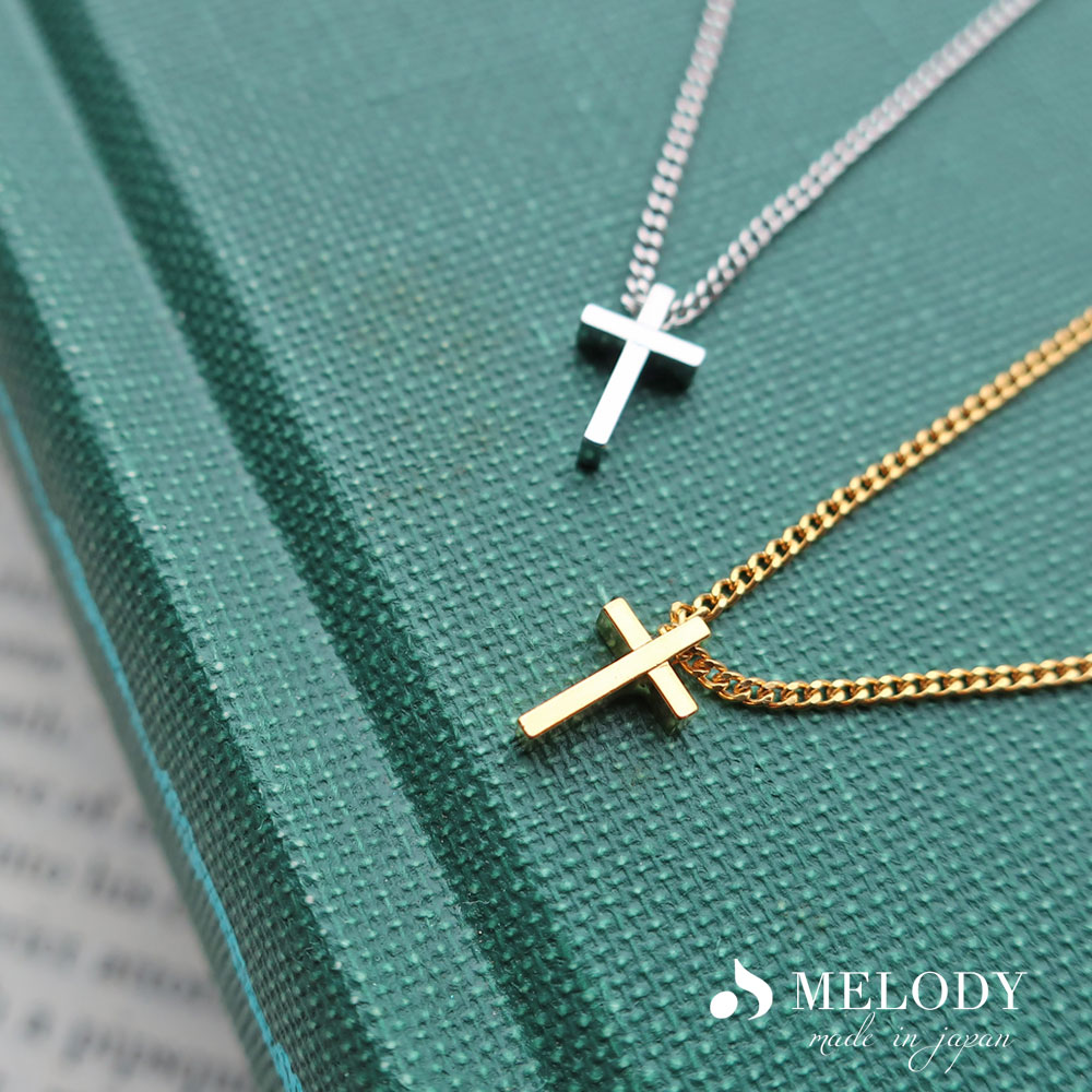 Melody Accessory ネックレス 日本製 K18GP クロス 十字架
