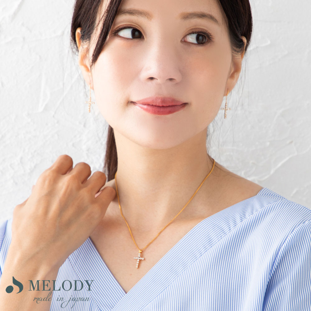Melody Accessory ネックレス 日本製 K18GP クロス ペンダント
