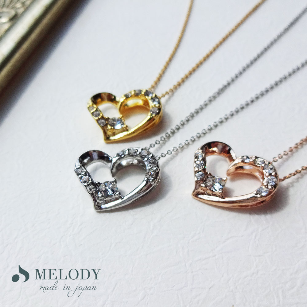MAX80%OFF／セール開催中 Melody Accessory ネックレス 日本製 K18GP オープンハート アクセサリー