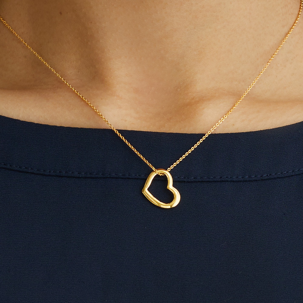 ネックレス 日本製 K18GP オープンハート ショート スキンジュエリー  