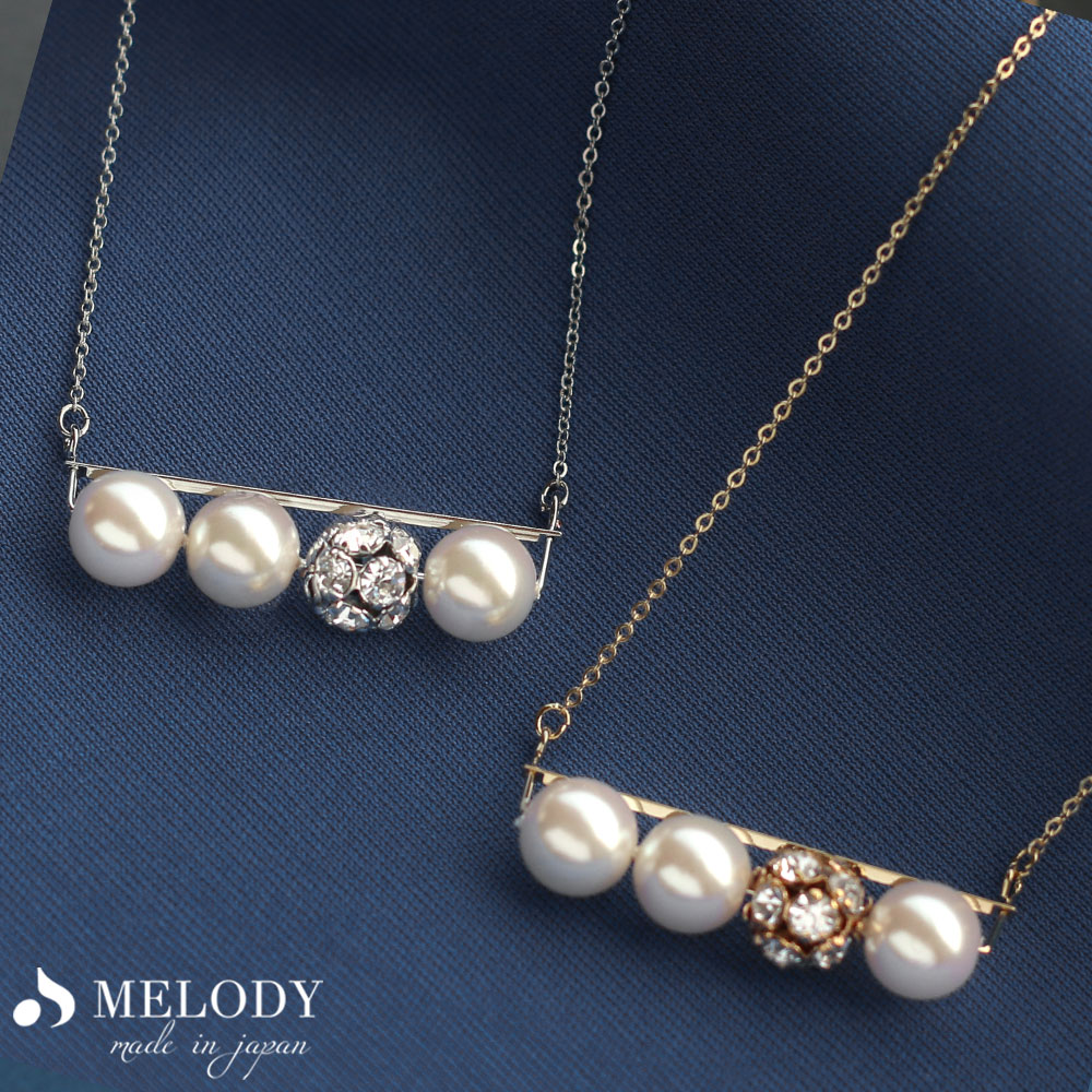 ネックレス パール バー ロングペンダント ニッケルフリーパヴェボール ラウンド ブランド アクセサリー 春 プレゼント 夏 :op-n120:日本製  MELODY ACCESSORY - 通販 - Yahoo!ショッピング