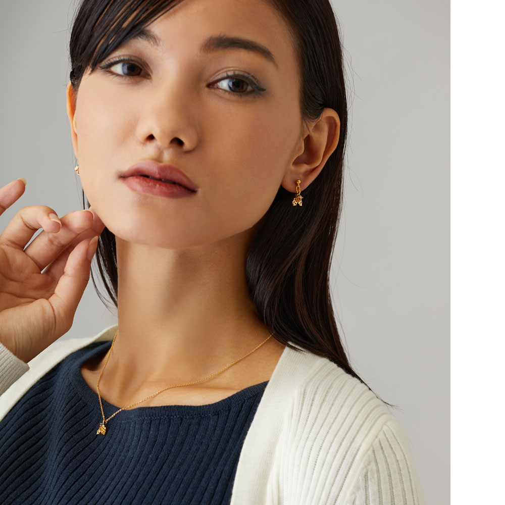 Melody Accessory ネックレス 日本製 K18GP ペンダント ダイヤ リース 