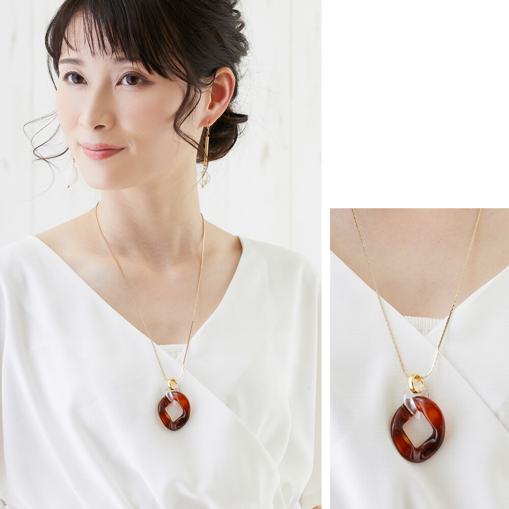 Melody Accessory ネックレス 日本製 K18GP 大ぶり 透明感