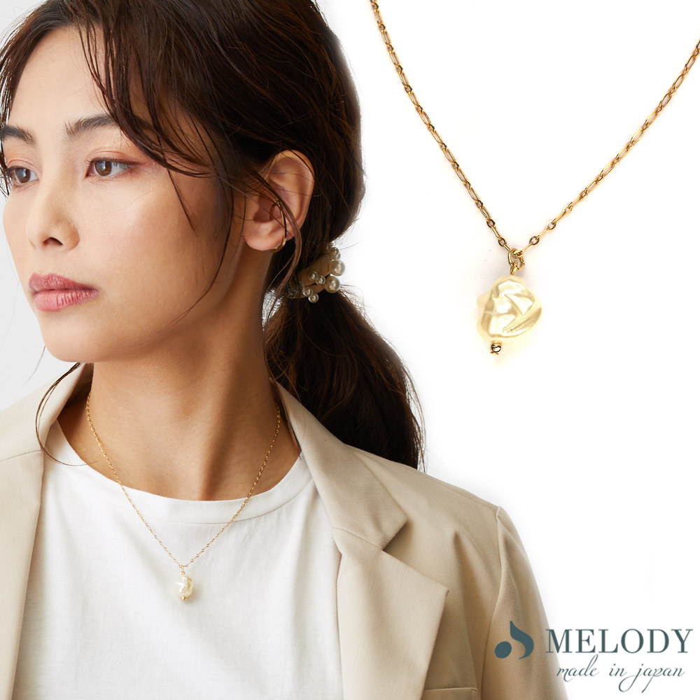 美品‼️ベビーパール ネックレス 一粒パール ペンダントヘッド K18 バロック バロック パール ネックレス / 日本製 レディース人気 一粒 バロック