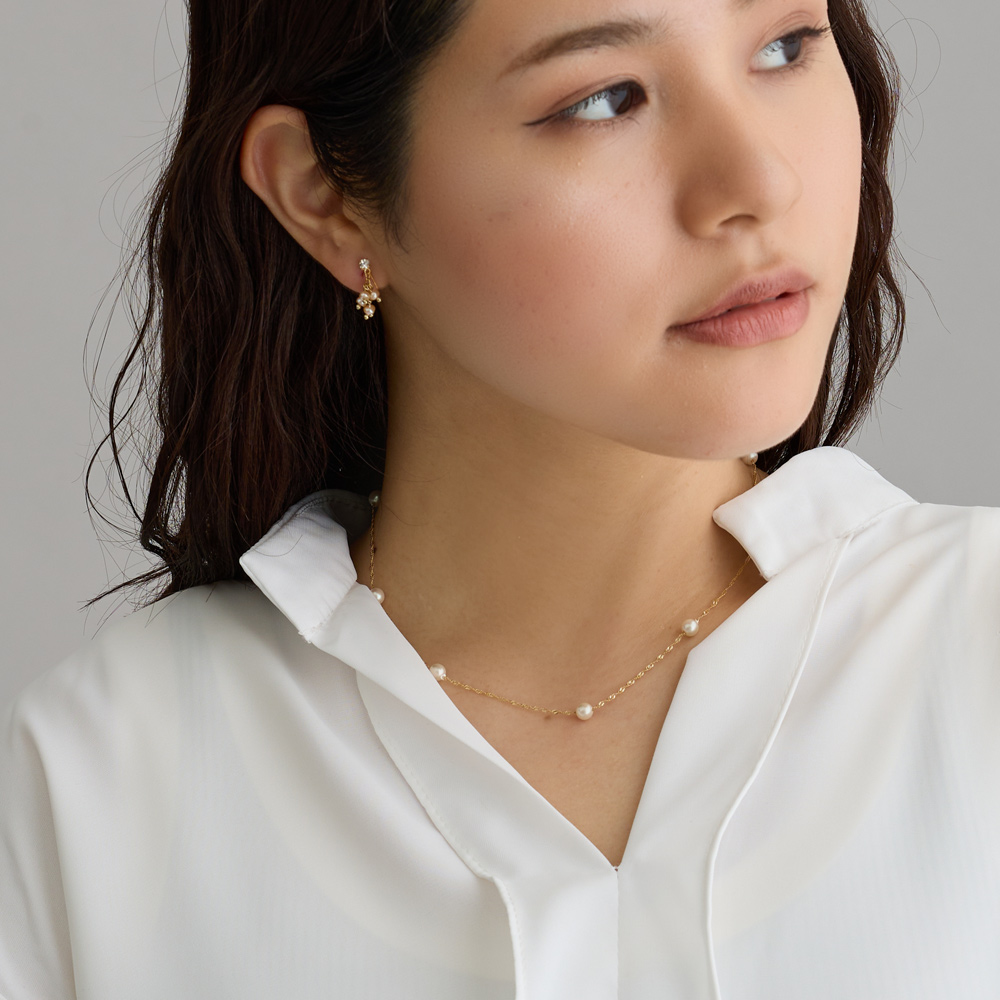 Melody Accessory ネックレス パール ステーションパール 華奢