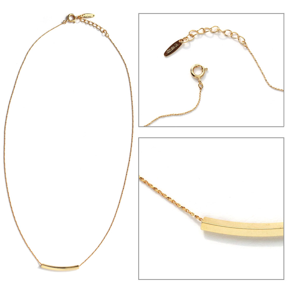 Melody Accessory ネックレス 日本製 K18GP パイプ ラウンド Melody Accessory ネックレス 日本製 K18GP パイプ ラウンド