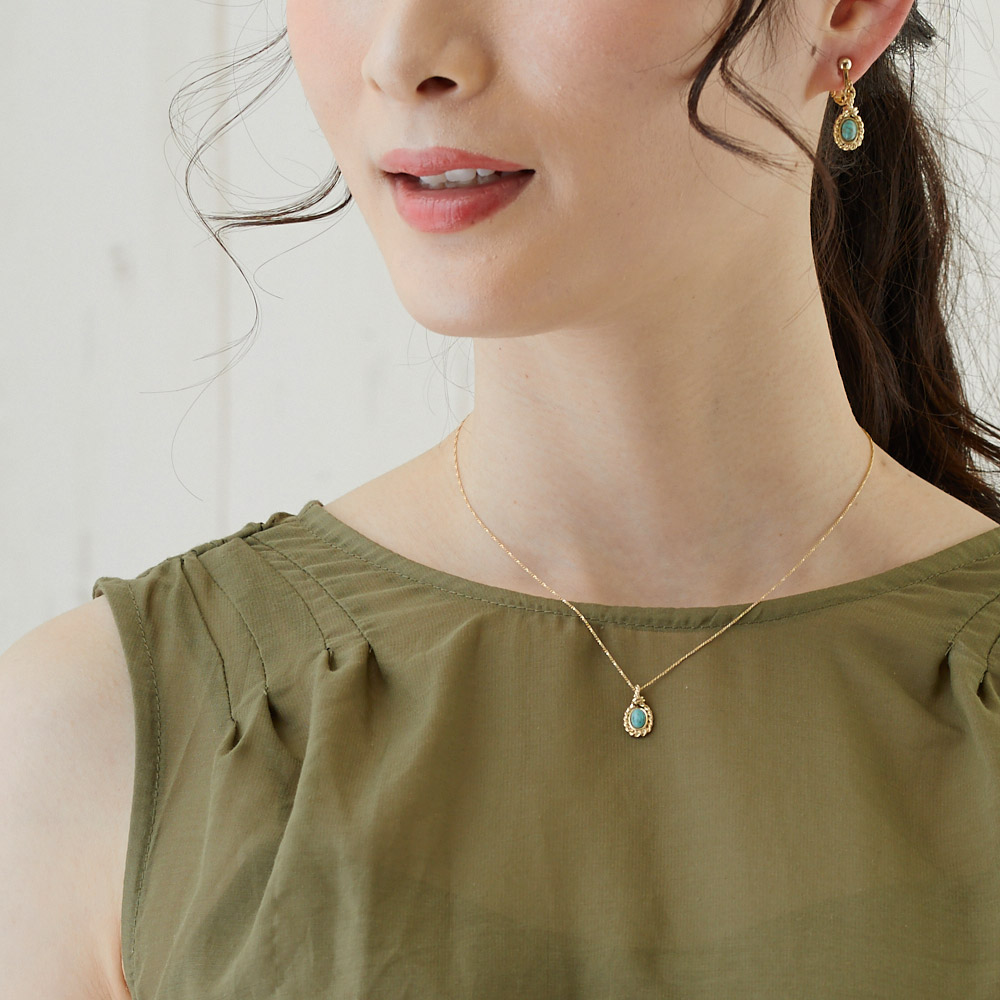 Melody Accessory ネックレス 日本製 K18GP ターコイズ