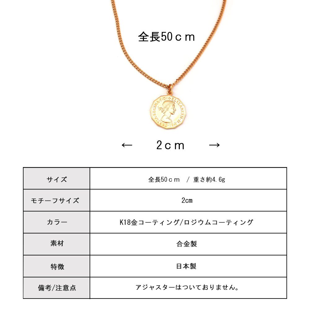 Melody Accessory ネックレス 日本製 K18GP コイン 幸運