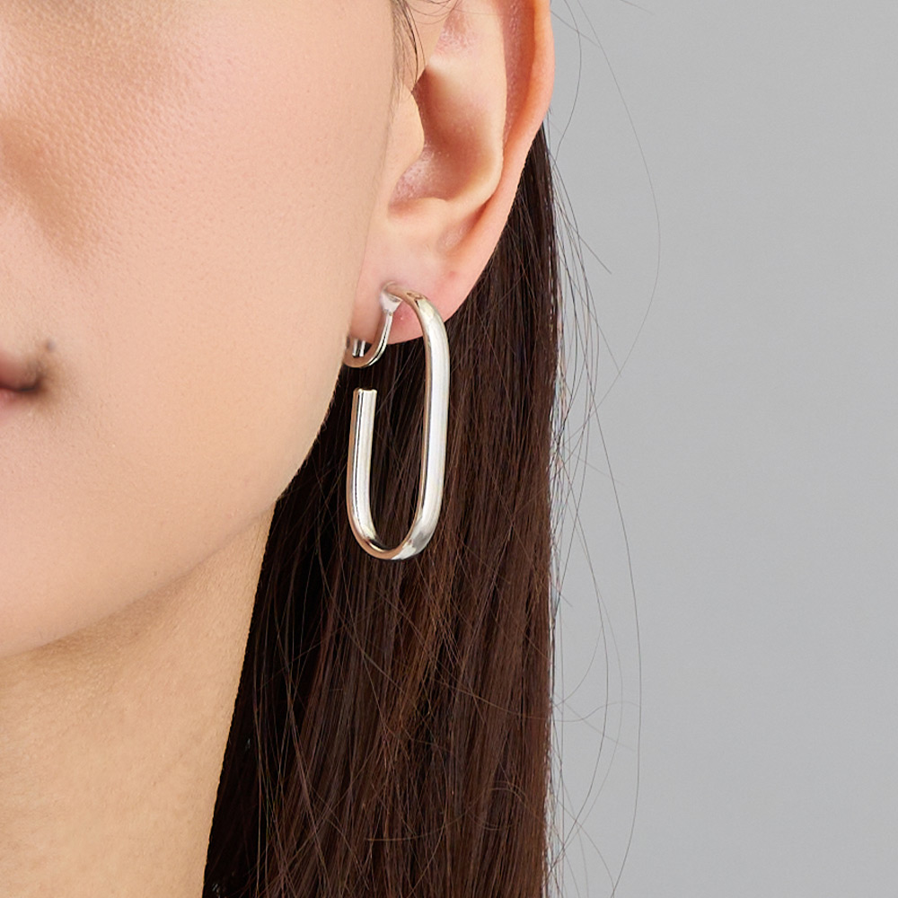 LIBERTY ダイヤモンドオーバルフープイヤリング PE-FR/18 Silver(K18) Earrings(フープイヤリング) | la lu