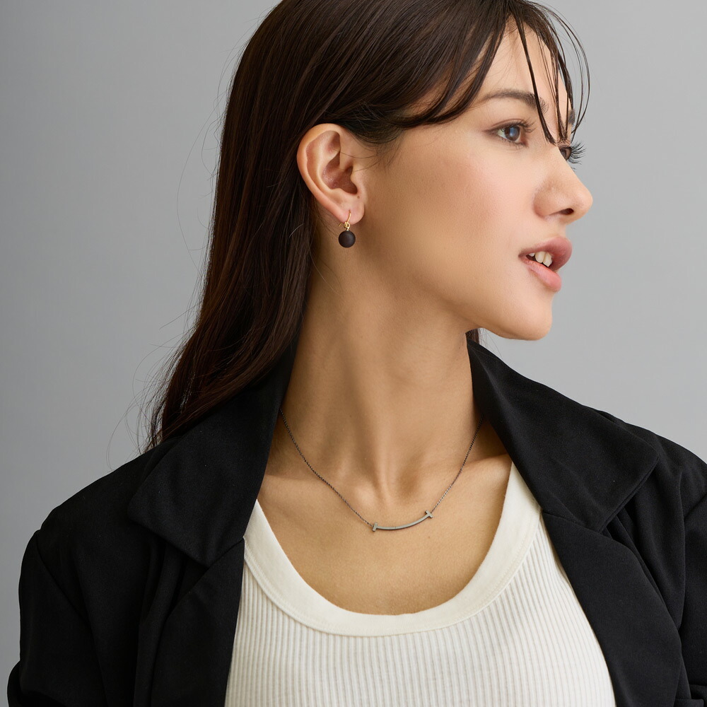 Melody Accessory イヤリング ピアス 日本製 黒 ブラック まる