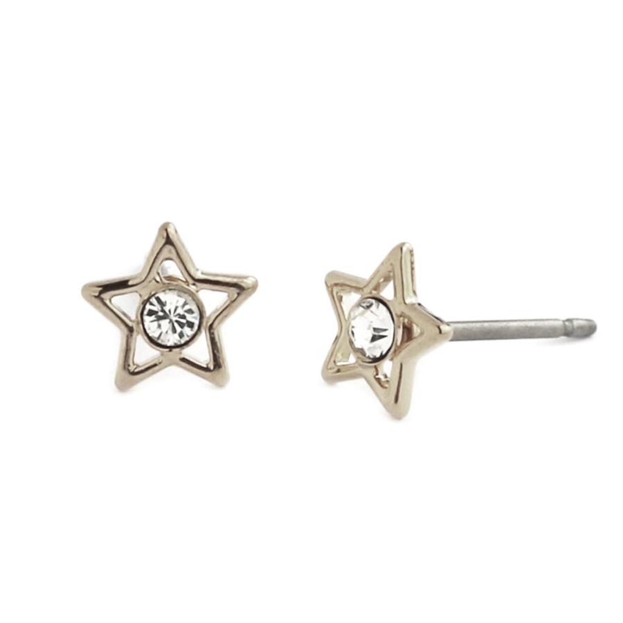 ピアス 1石 ストーン プチピアス スタッド 星 Star スター モチーフ 小さめ ピアス 純チタン シンプル ゴールド シルバー おしゃれ :pi-73:日本製 MELODY ACCESSORY 通販 649 ぷっくりゴールド 小ぶり フープピアス お洒落 シンプル 流行