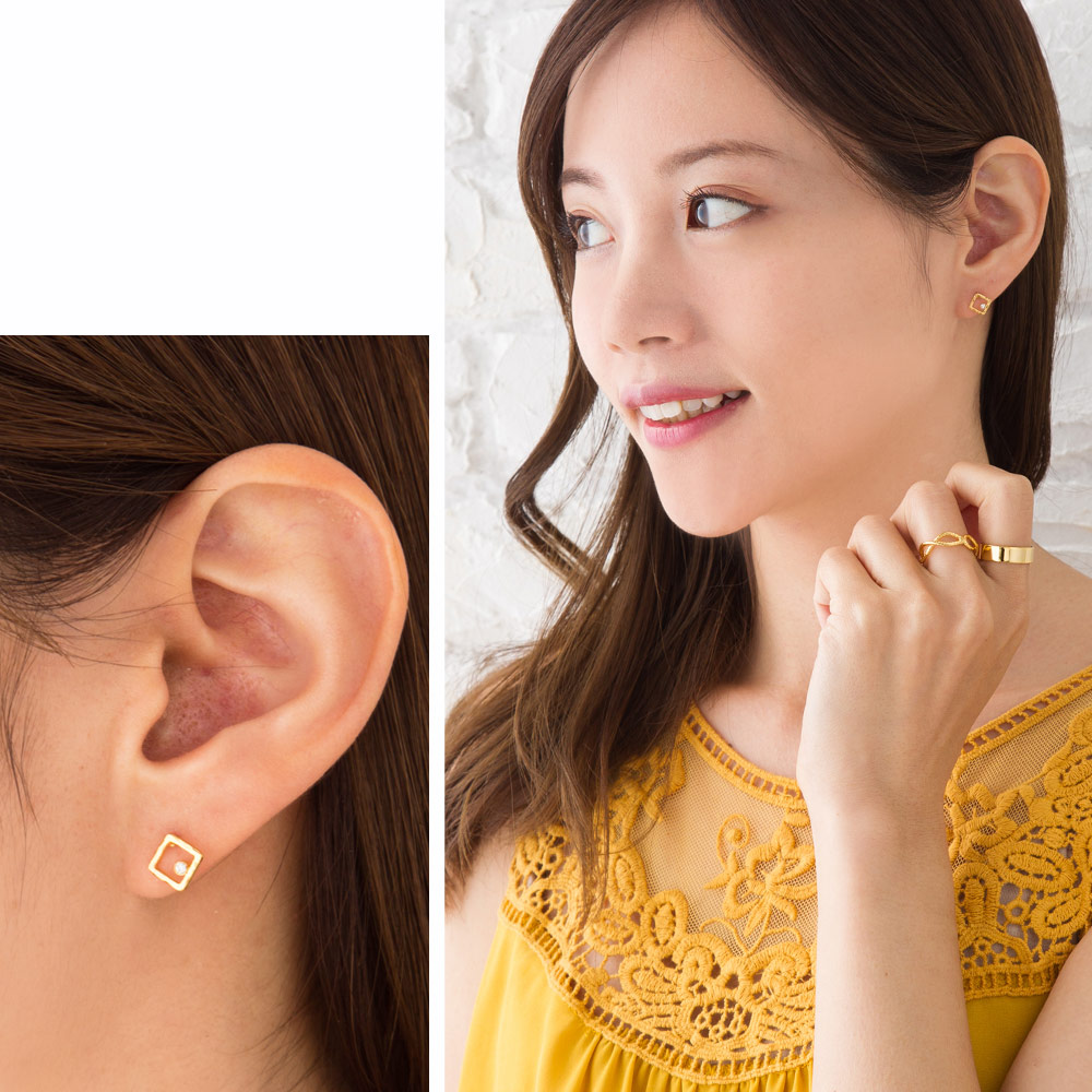 No.050 ロッククリスタル　ピアス　ネックレス　24KGP 高評価！ No.050 ロッククリスタル ピアス ネックレス 24KGP