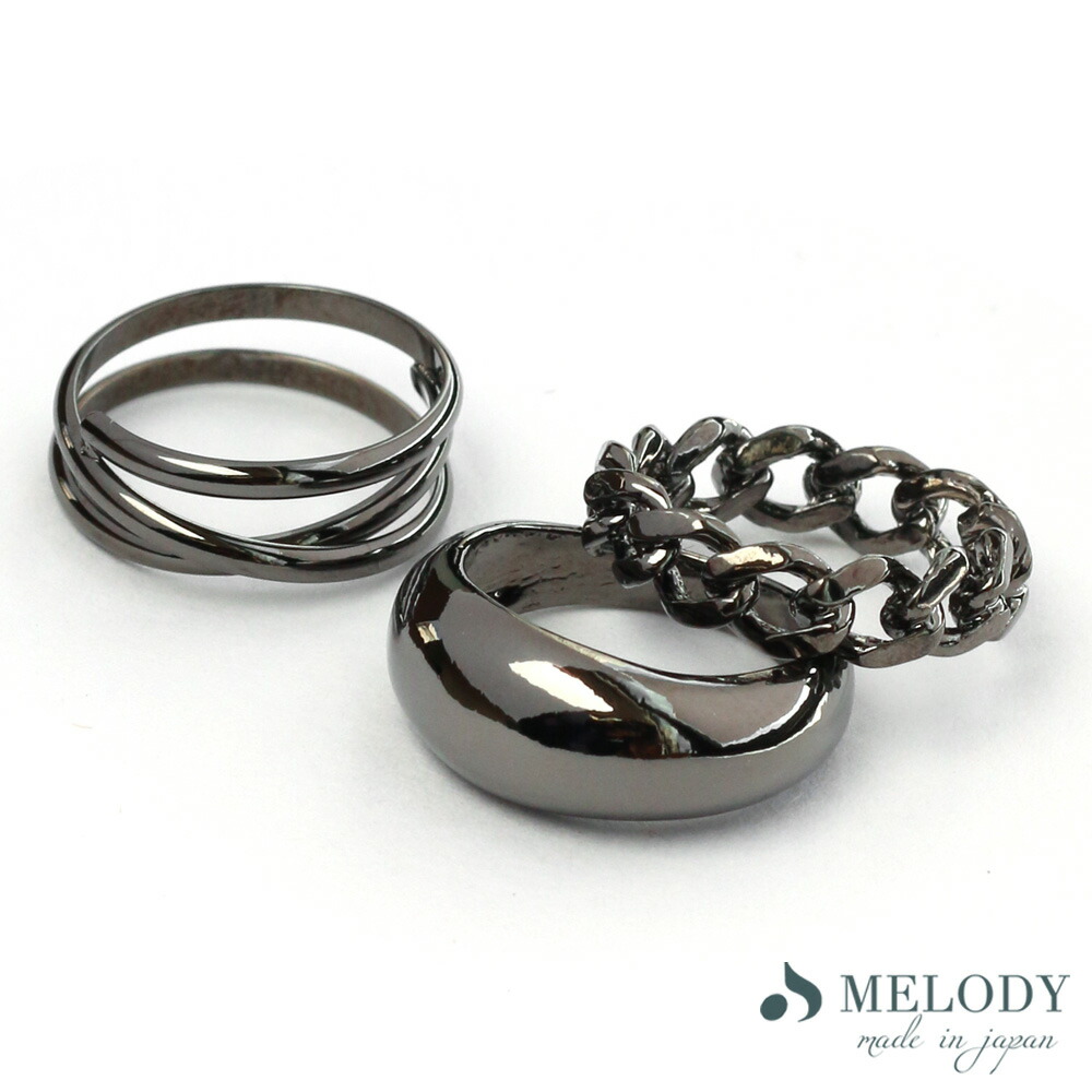 Melody Accessory 指輪 リング ブラック 日本製 K18GP ピンキー