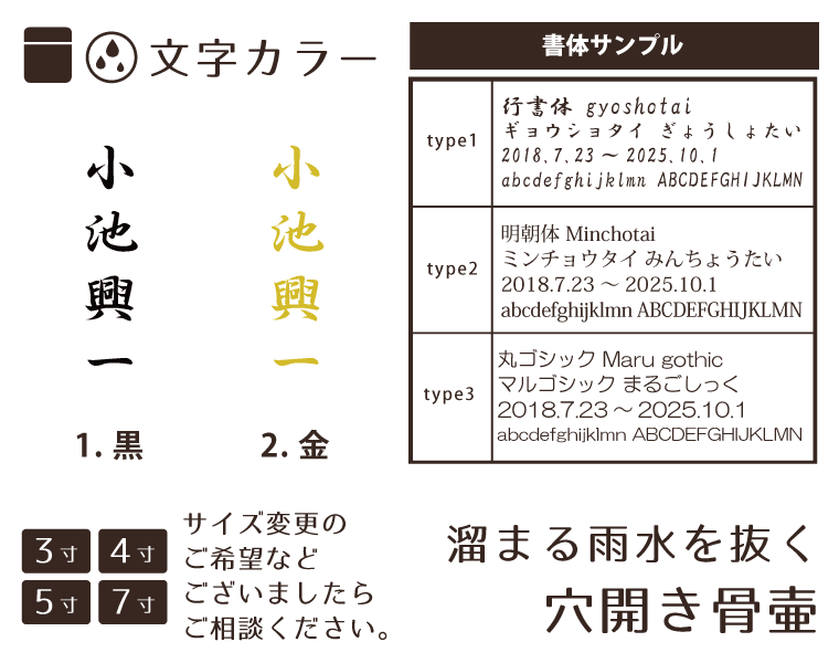 骨壷 水抜き用 穴開き 7寸（約24cm) 刻印あり ブラック 切立 : 896