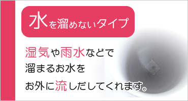 水が溜まらない特殊加工