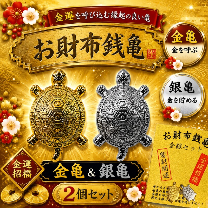 お財布銭亀 金銀セット 金亀 銀亀 蓄財開運 金運招福 開運お守り 財布