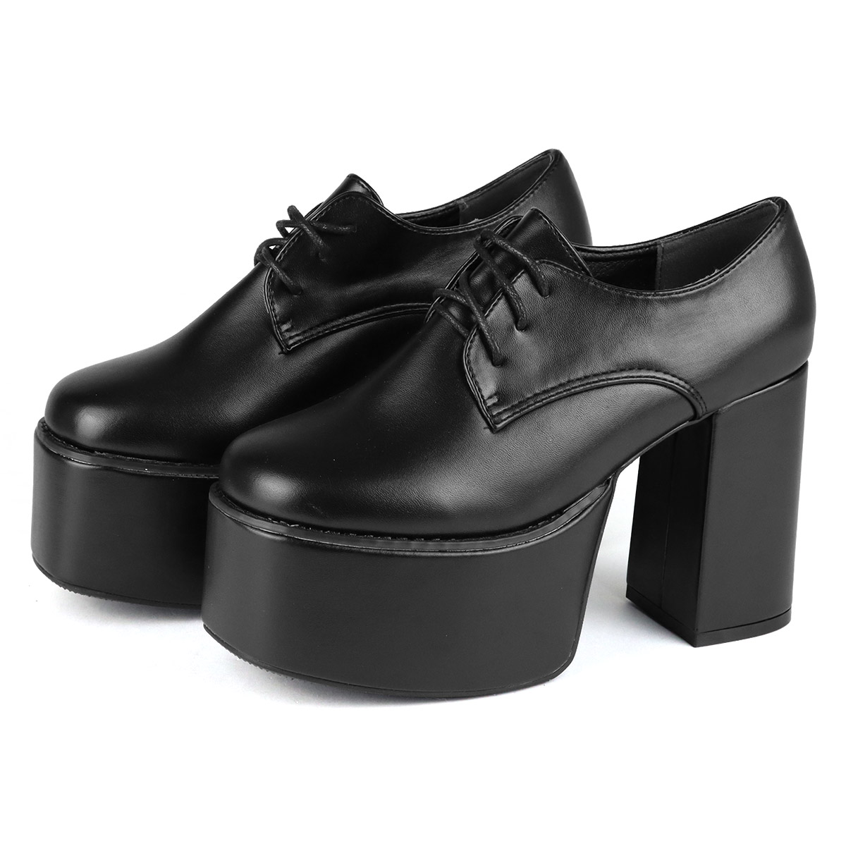 LOVEHUNTER パンプス レディース 厚底 10.5cmヒール 紐靴 太