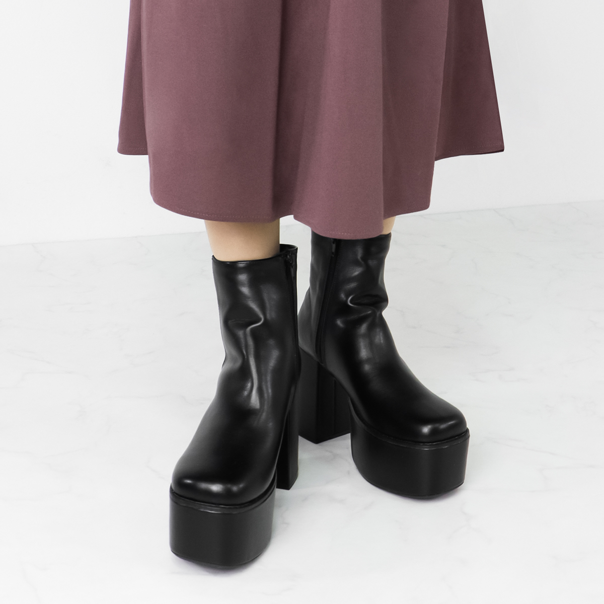 LOVEHUNTER ブーツ レディース ショート 厚底 11cmヒール 前厚