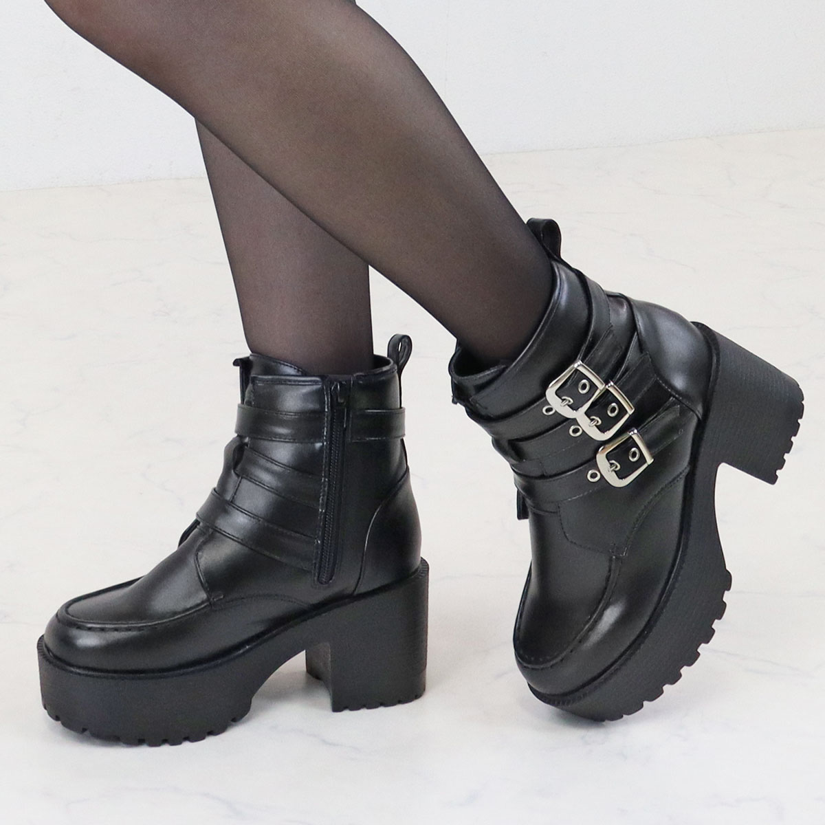 LOVEHUNTER ショートブーツ レディース 厚底 8.0cmヒール 歩き