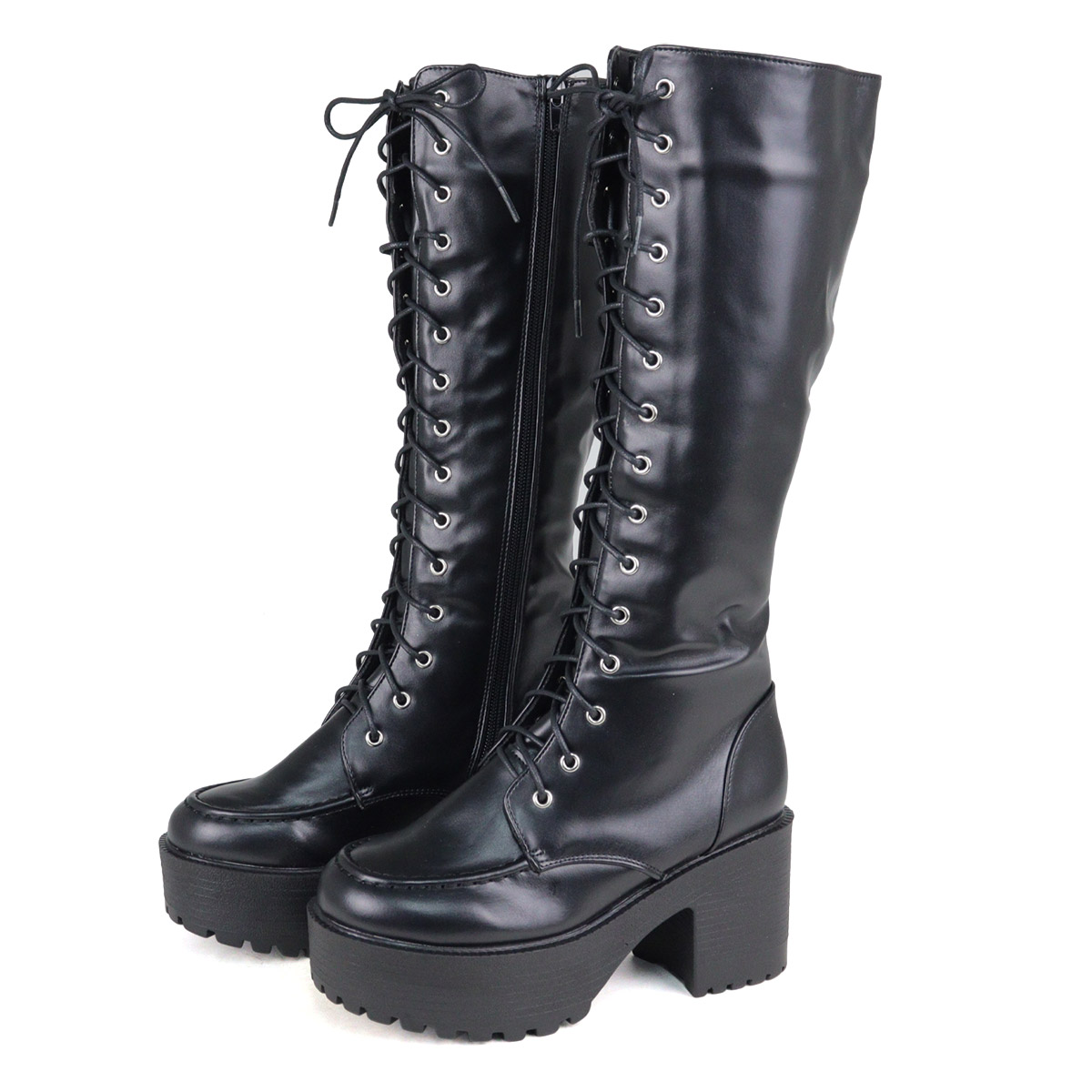 LOVEHUNTER ロングブーツ レディース 厚底 8cmヒール Uチップ