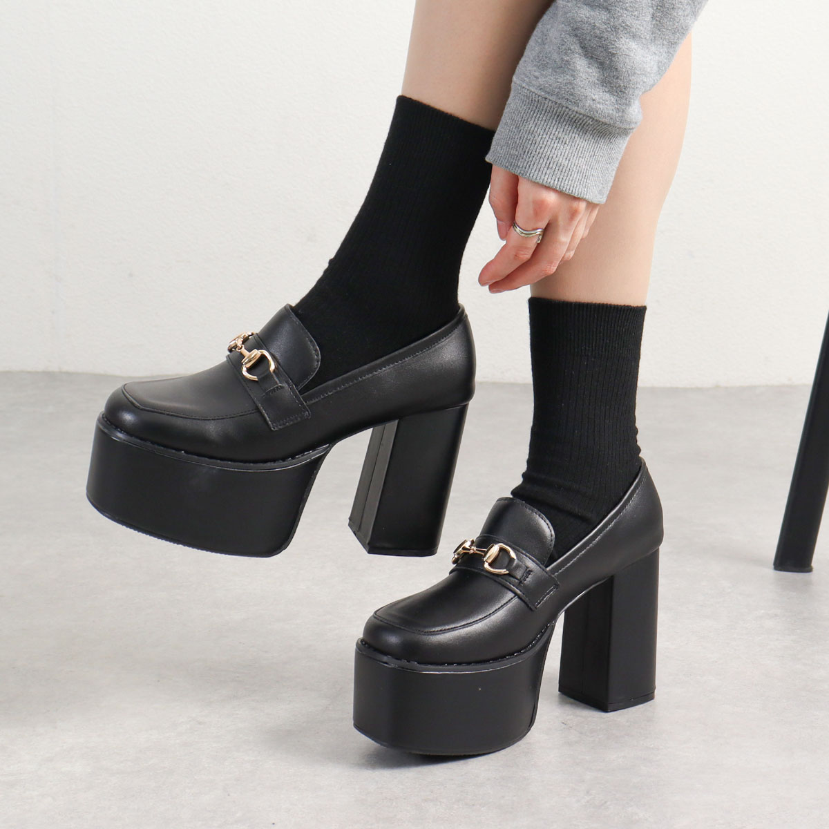 LOVEHUNTER（ラブハンター） ローファー レディース 厚底 ビット 黒